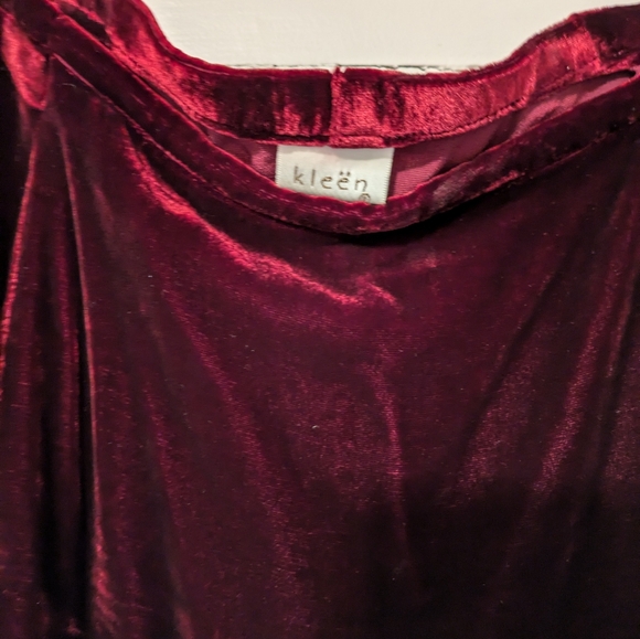 Kleen Deep Red Velvet Maxi Skirt with Unique Silhouette- See Video- Measures L - Picture 3 of 5
